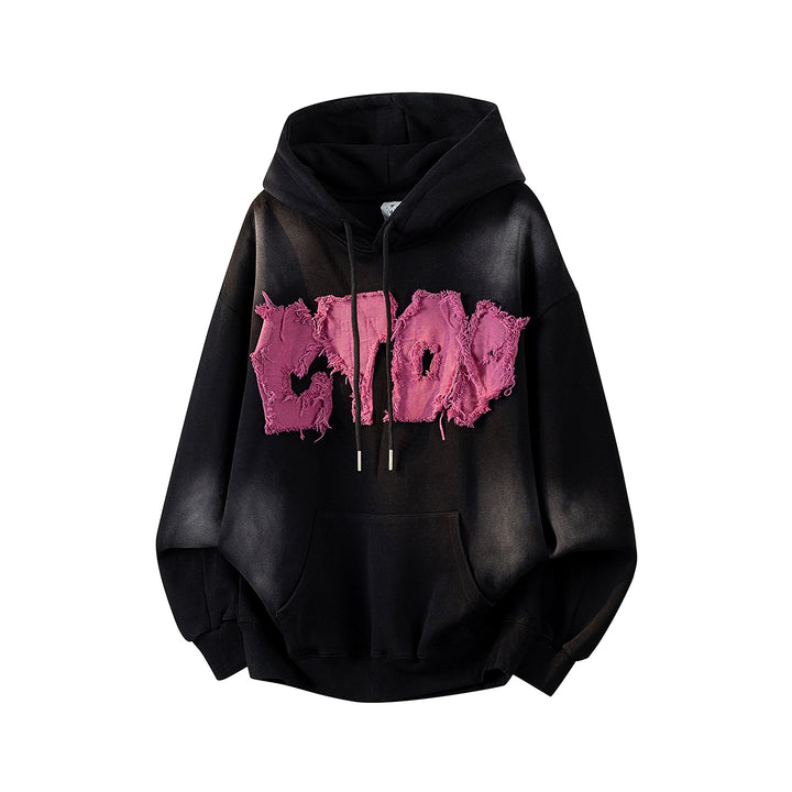 Unisex Oversize Kapuzenpullover mit handschriftlichem Grafik-Print, Kängurutasche & geripptem Saum Echoarchiv