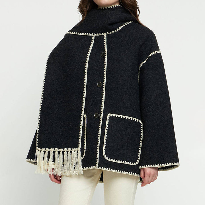 Damen Elegante und komfortable Wolle-Mantel Echo Archiv
