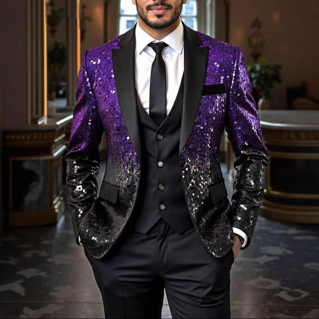 Herren Pailletten‑Sakko mit Satin‑Schalkragen und tailliertem Schnitt Echo Archiv