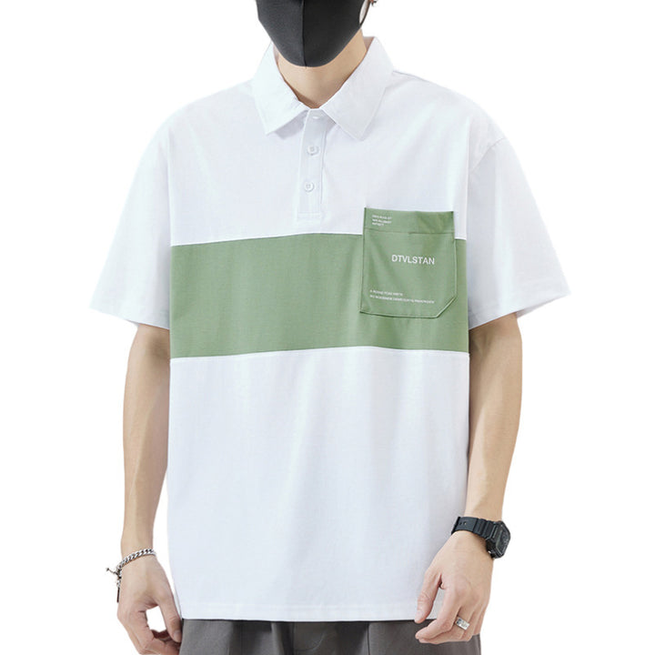 Herren Poloshirt mit modernem Farbblockdesign und praktischer Brusttasche Echoarchiv