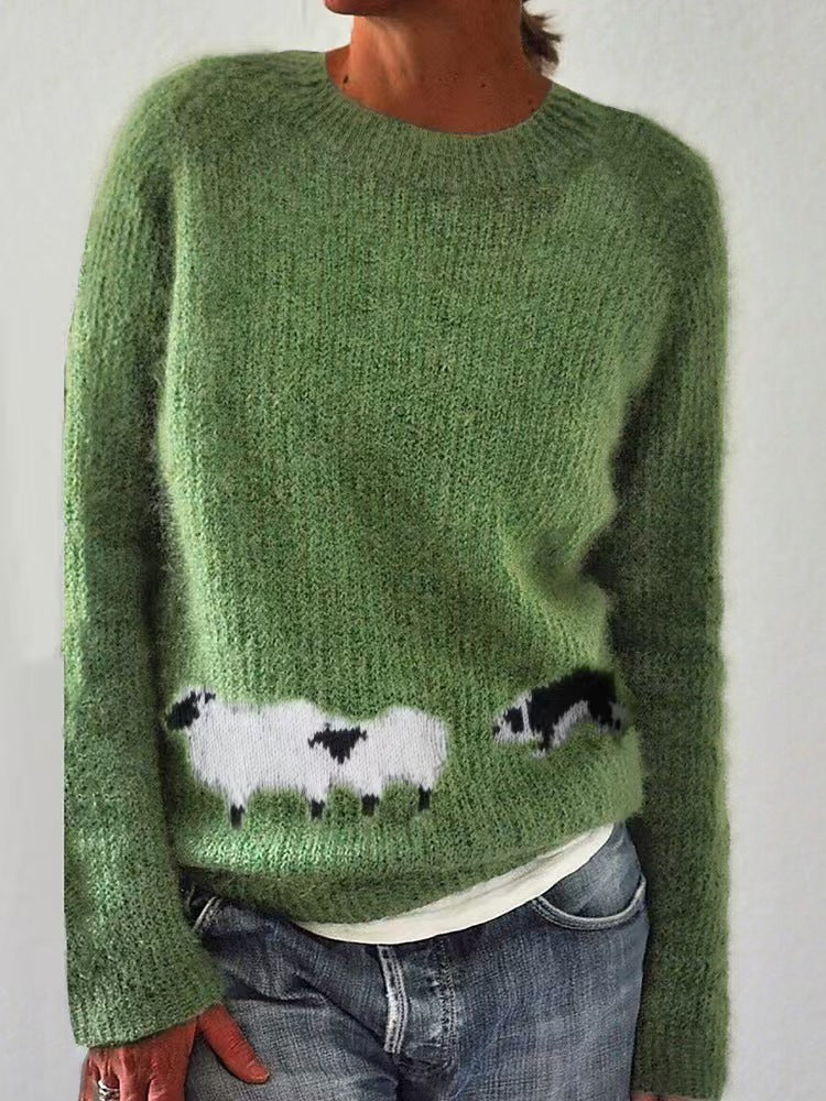 Damen nan Norwegerpullover aus Wollmix mit Rundhalsausschnitt und traditionellem Fair-Isle-Yoke Echo Archiv