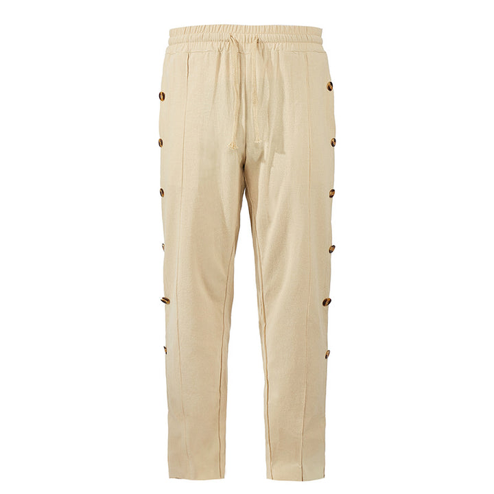 Herren Relaxed-Fit Freizeithose mit seitlichen Zierknopfleisten, elastischem Bund und Kordelzug Echoarchiv