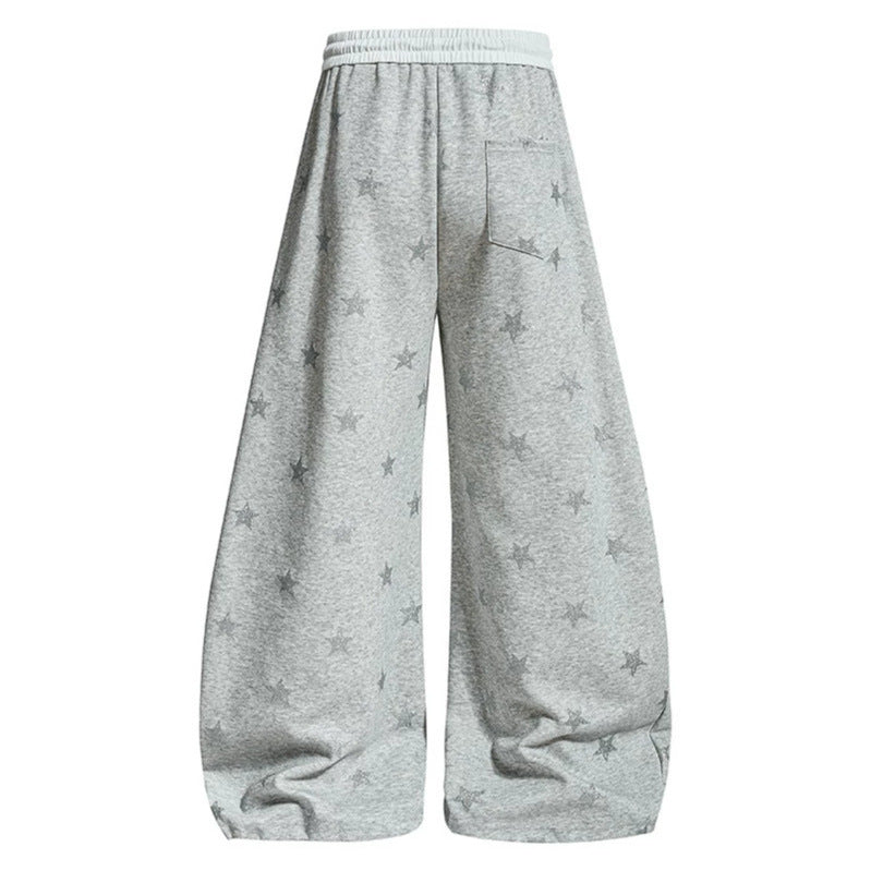 Damen Weite Lounge-Hose mit Sternenprint und elastischem Tunnelzug Echoarchiv