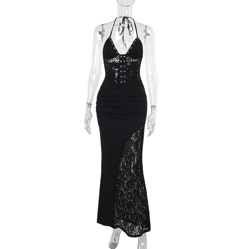 Damen Elegantes Maxikleid mit raffinierten Spitzenakzenten Echo Archiv