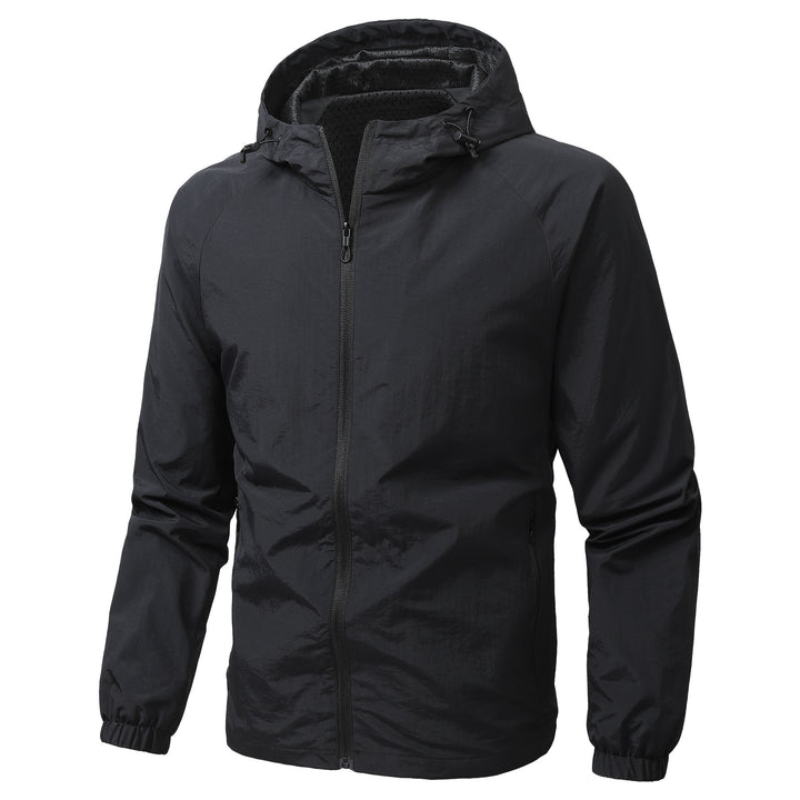 Herren Leichte winddichte Kapuzen-Outdoorjacke mit durchgehendem Reißverschluss und elastischen Bündchen Echo Archiv