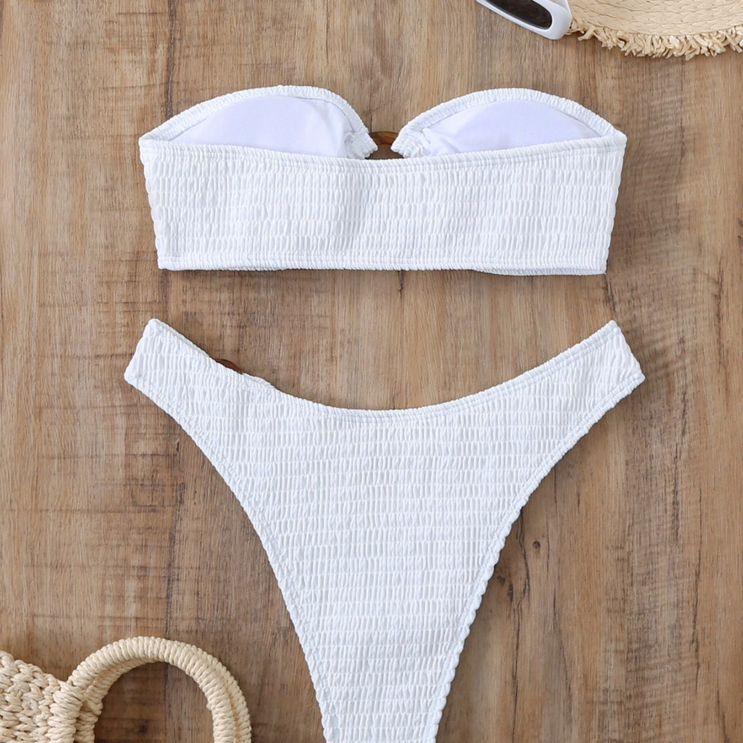 Damen Bikini-Set mit strukturiertem Bustier-Oberteil und hochgeschnittenen Bottoms Echo Archiv