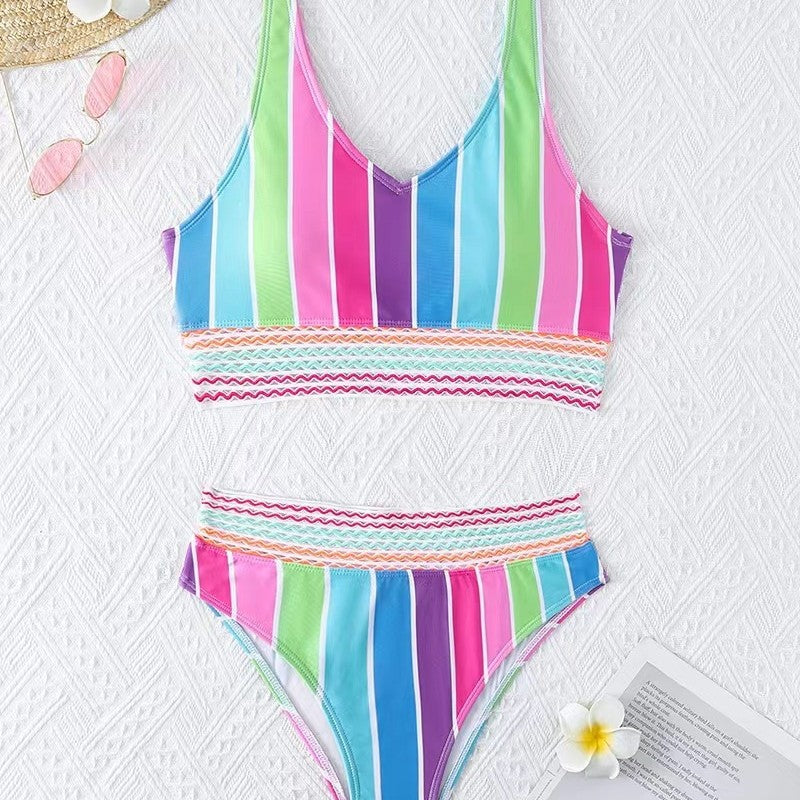 Damen Bikini-Set mit breitem Farbblockdesign und hohem Bündchen Echo Archiv