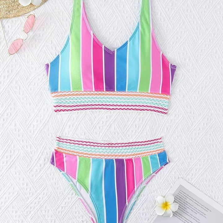 Damen Bikini-Set mit breitem Farbblockdesign und hohem Bündchen Echo Archiv