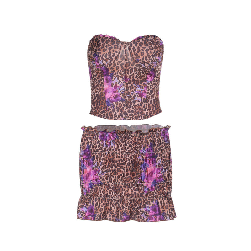 Damen Crop-Top und Shorts Set mit angesagtem Leopardenmuster Echo Archiv