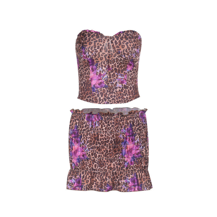 Damen Crop-Top und Shorts Set mit angesagtem Leopardenmuster Echo Archiv