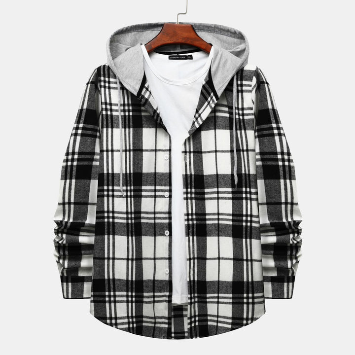 Herren Karohemdjacke mit integrierter Kapuze und modischem Design Echoarchiv