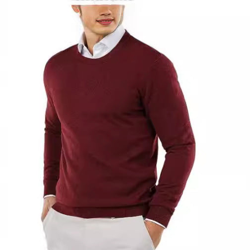 Herren eleganter Rundhals-Pullover aus feiner Baumwolle Echoarchiv