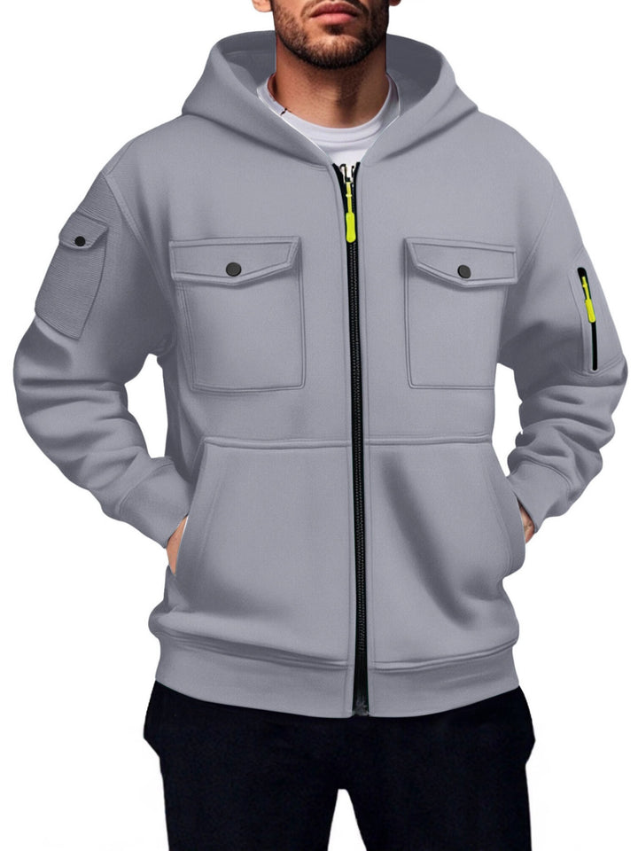 Herren praktische Kapuzenjacke mit vielseitigen Taschen Echoarchiv