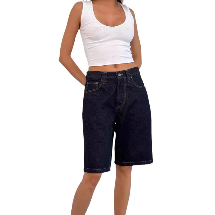 Damen lässige Denim-Shorts mit weitem Schnitt und hohen Seitentaschen Echo Archiv