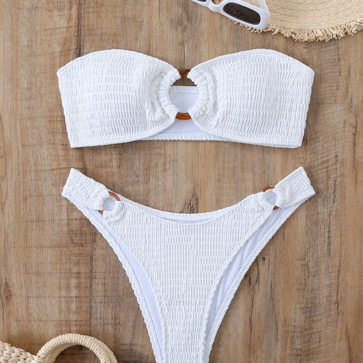 Damen Bikini-Set mit strukturiertem Bustier-Oberteil und hochgeschnittenen Bottoms Echo Archiv