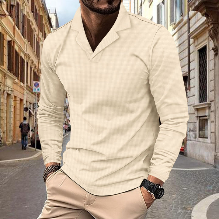 Herren Langarm Polohemden mit strukturiertem Design Echoarchiv