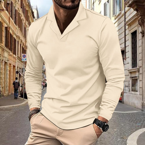Herren Langarm Polohemden mit strukturiertem Design Echoarchiv
