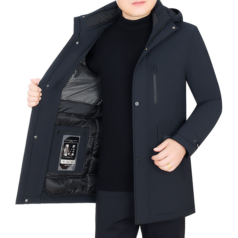 Herren Wasserabweisender Parka mit herausnehmbarer Kapuze und integrierter Smartphone-Innentasche – Taviero