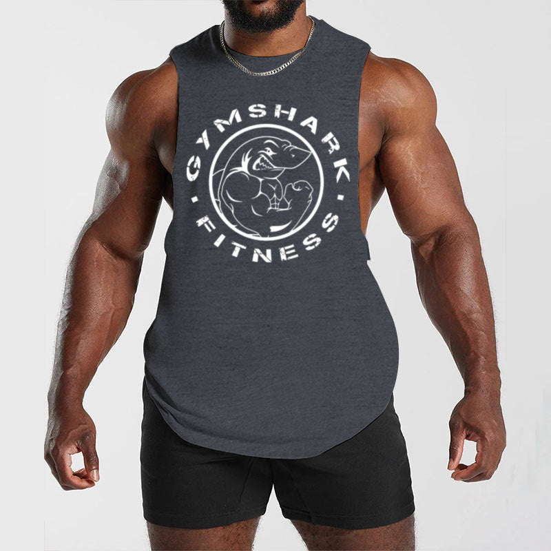 Herren nan ärmelloses Muskelshirt mit extra tiefen Armöffnungen und großem Logodruck Echo Archiv