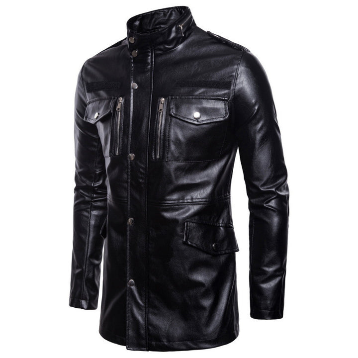 Herren Langarm Lederjacke mit praktischen Taschen Echoarchiv