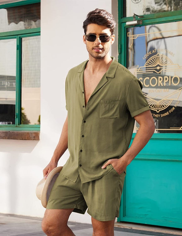 Herren lässiges Kurzarmhemd und Shorts Set mit praktischem Design Echoarchiv