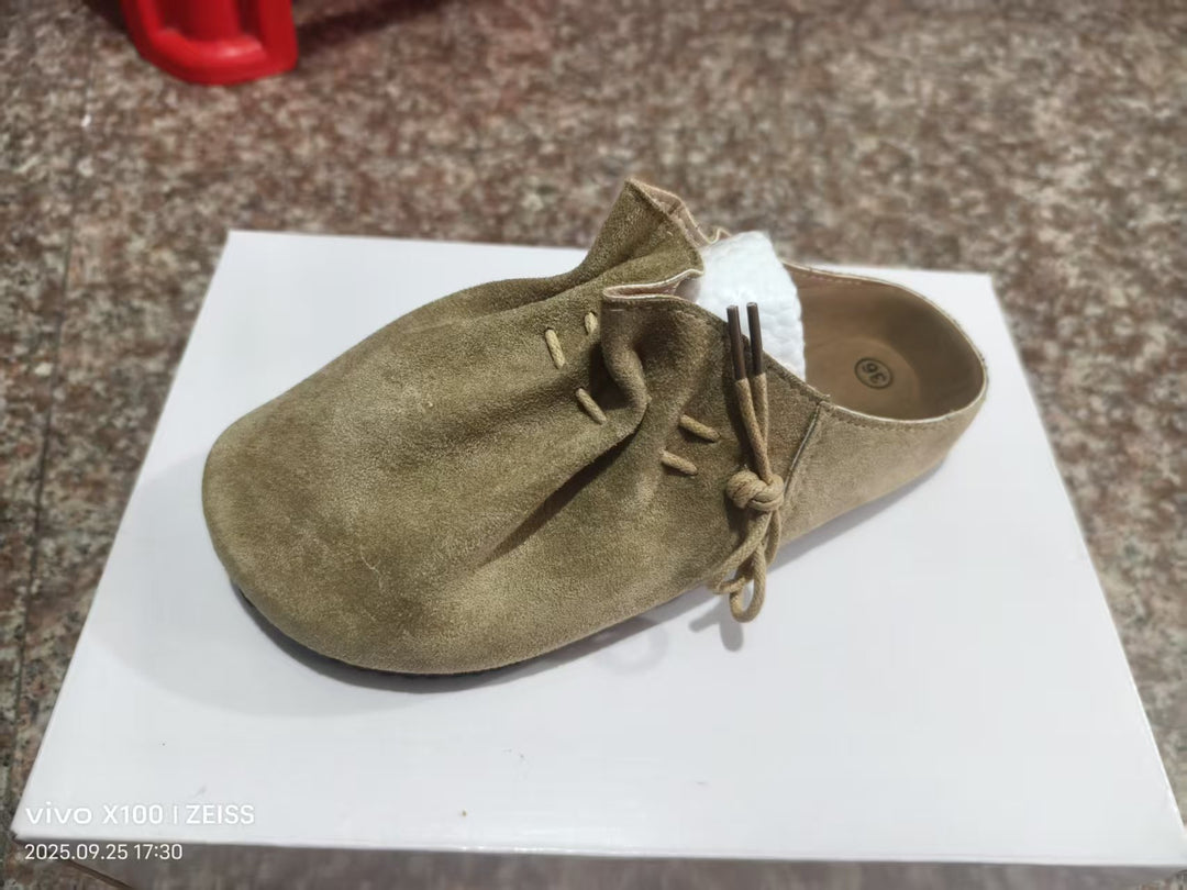 Damen nan gefütterte Velours-Pantolette mit Teddy-Innensohle, weicher Innensohle und dekorativer Schnürung Echo Archiv