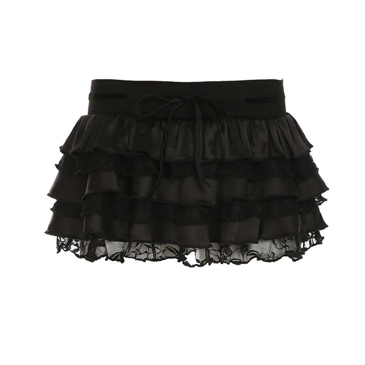 Damen Rüschenrock mit elegantem Satin-Finish und Spitzenbesatz Echo Archiv