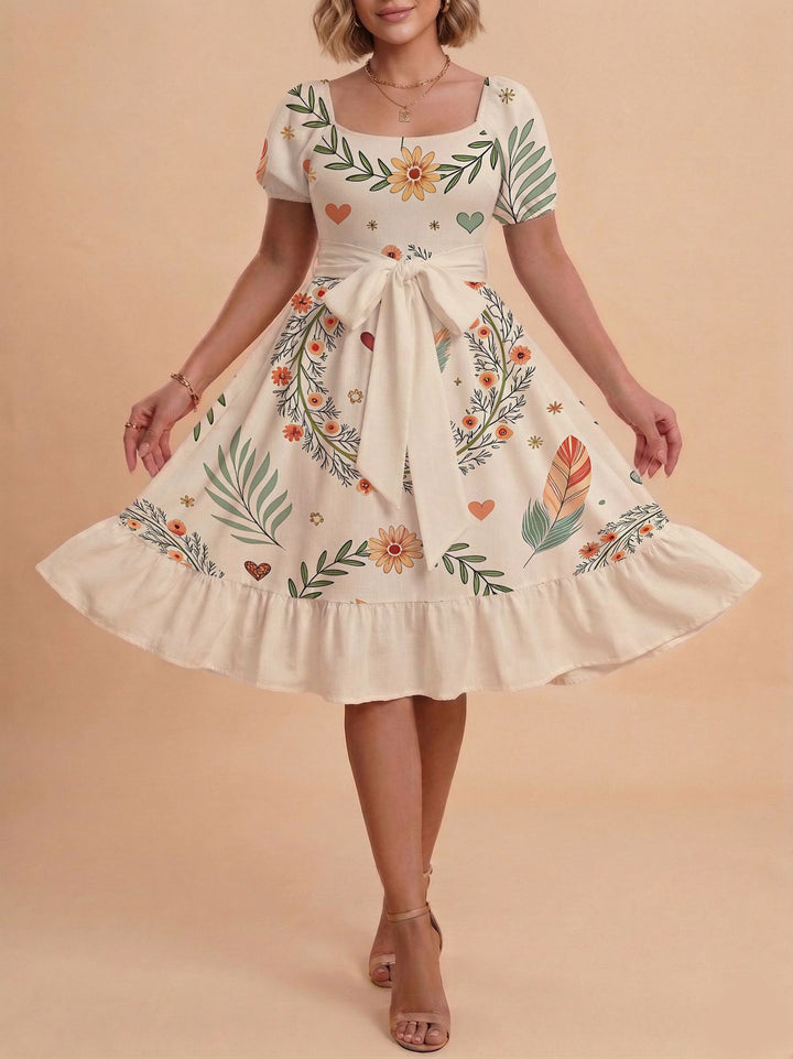 Damen Verspieltes Maxikleid mit Bärenmuster und taillierbarem Band Echo Archiv