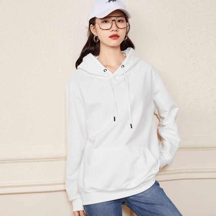 Damen Oversize-Kapuzenpullover aus Baumwoll-Mix mit Kängurutasche und gerippten Bündchen Echoarchiv