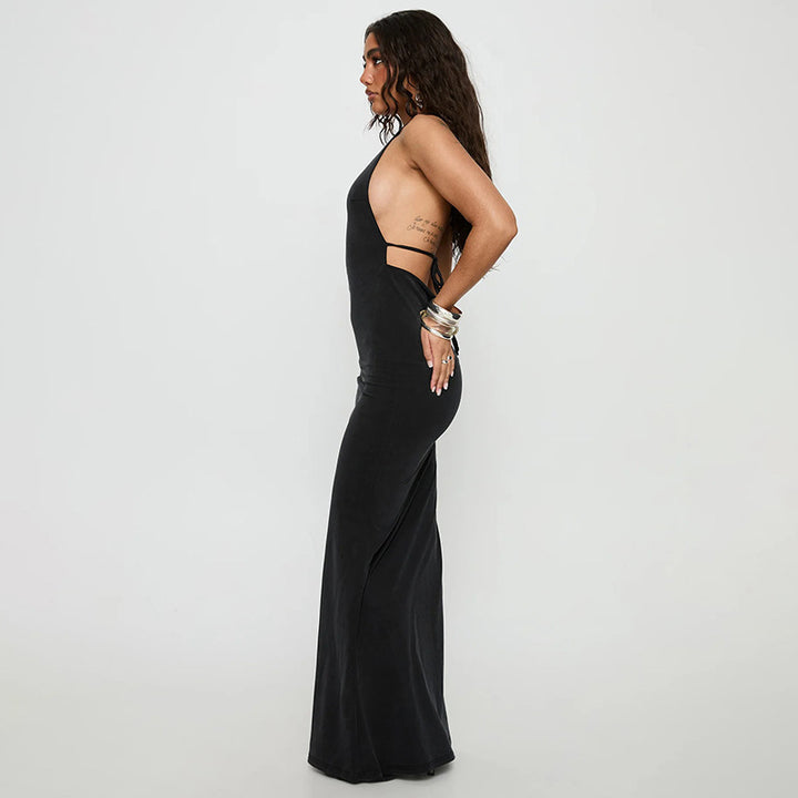 Damen elegantes Maxikleid mit haltem Ausschnitt und figurbetontem Schnitt Echo Archiv
