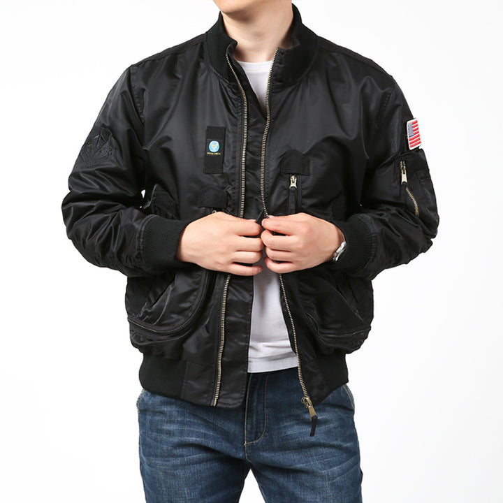 Herren Piloten-Bomberjacke mit Utility-Ärmeltasche, Reißverschluss-Front und Rippbündchen Echo Archiv