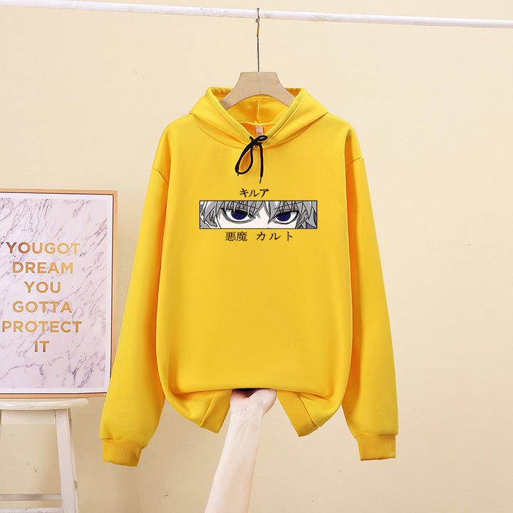 Unisex oversized Kapuzenpullover mit anime Augenprint und weicher Baumwollmischung – Auréline