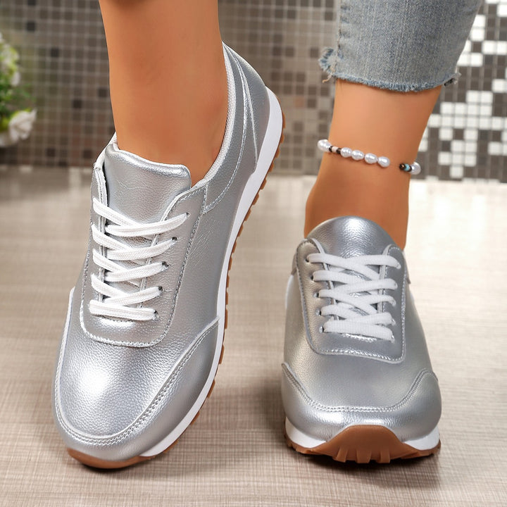 Damen  leichte Schnür-Sneaker aus Kunstleder mit gepolstertem Komfortfußbett und profilierter Gummisohle Echo Archiv