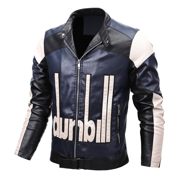 Herren Bikerjacke aus Kunstleder mit markanter Logo‑Applikation und tailliertem Schnitt – Valtoré