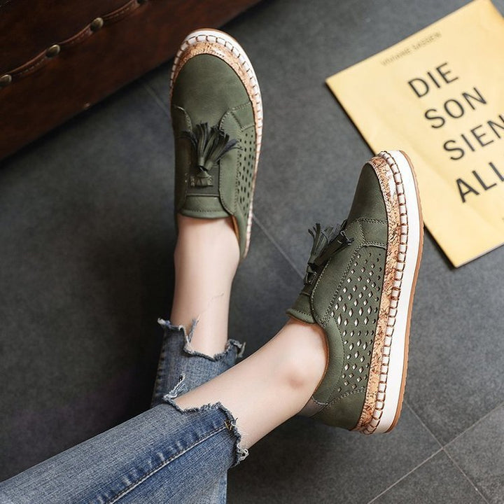 Damen Geflochtene Espadrille-Slipper mit Quastendetail und perforiertem Obermaterial Echoarchiv