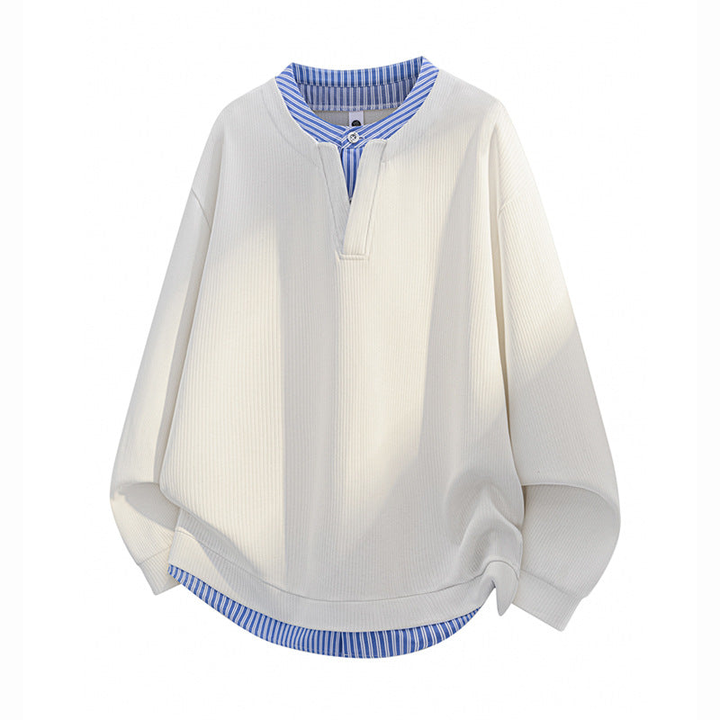Herren Oversize-Struktur-Sweatshirt mit Hemd-Layer-Effekt Echoarchiv