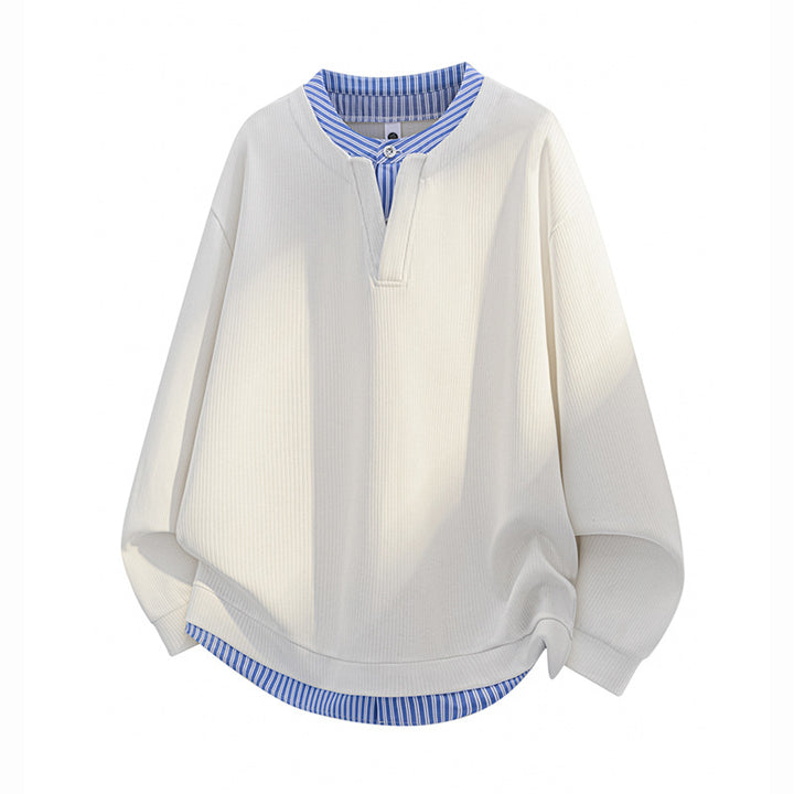 Herren Oversize-Struktur-Sweatshirt mit Hemd-Layer-Effekt Echoarchiv