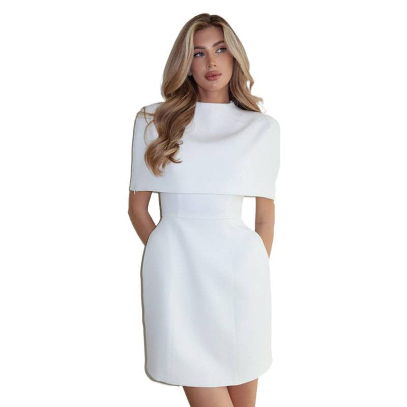 Damen Cape-Minikleid mit Stehkragen und taillierter Korsage Echoarchiv