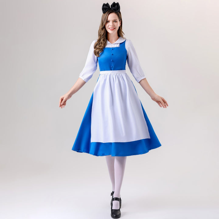 Damen nan vintage Schürzenkleid mit tailliertem Schnitt und Stehkragen Echo Archiv