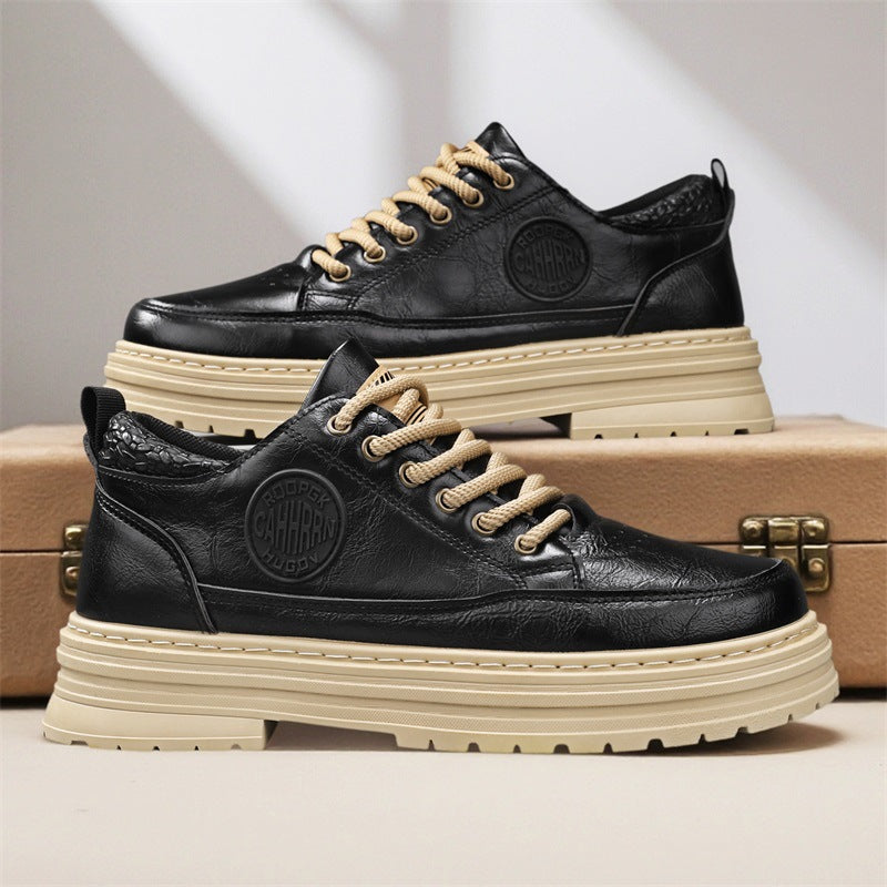 Herren robuste Plateau-Leder-Sneaker mit gepolstertem Fersenkragen, Zuglasche und griffiger Profilsohle – Norré