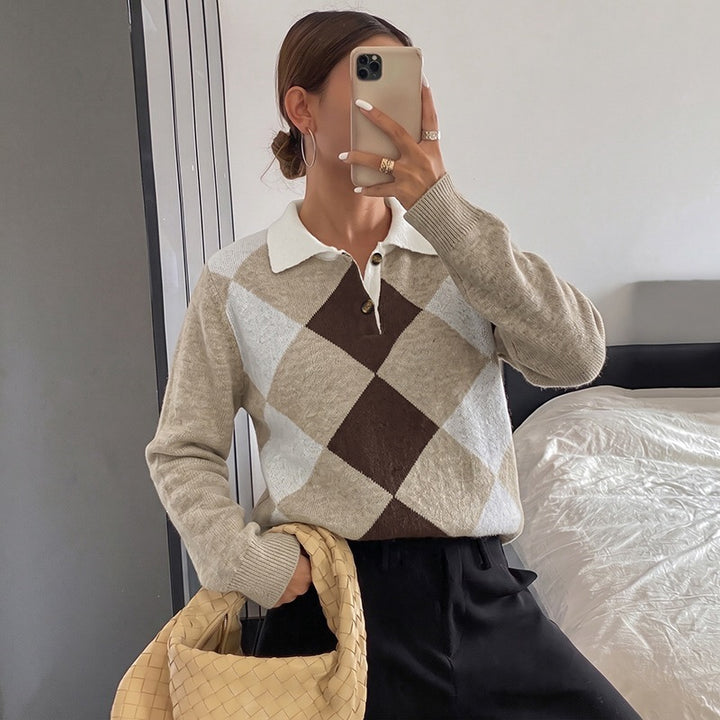 Damen Modischer Pullover mit Rautenmuster Echo Archiv