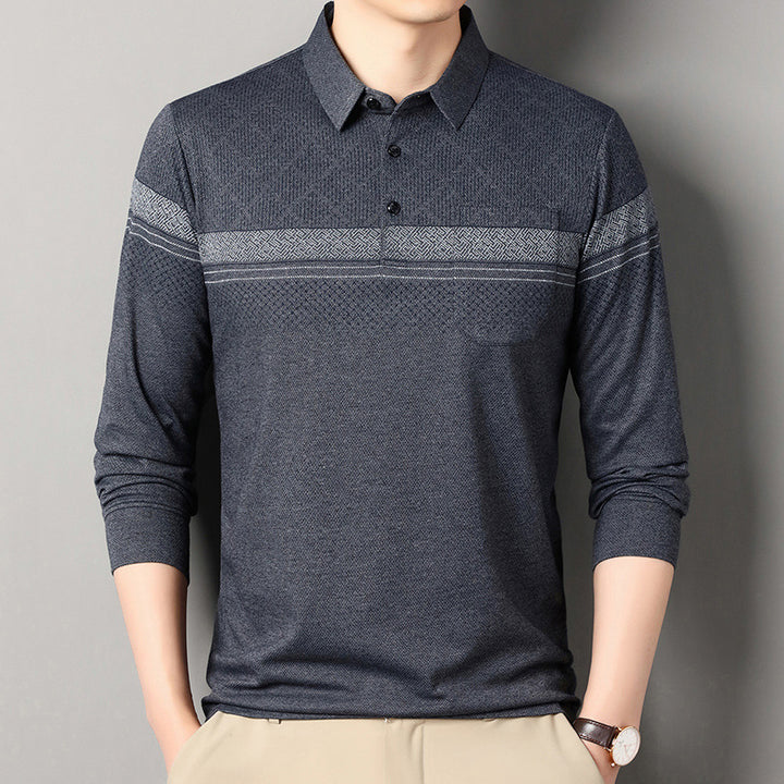 Herren Langarm Poloshirt mit strukturiertem Design Echoarchiv