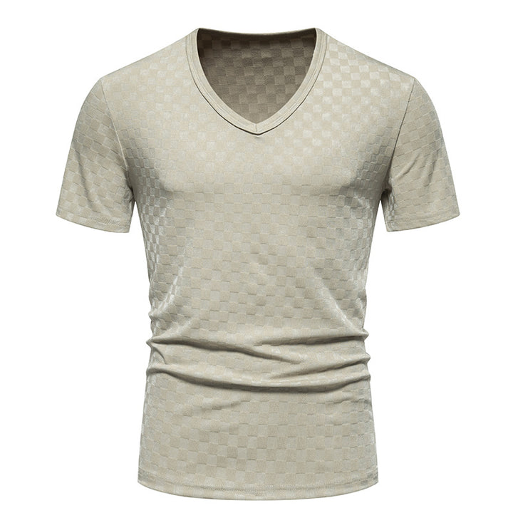 Herren V-Ausschnitt Shirt mit strukturierter Oberfläche Echoarchiv