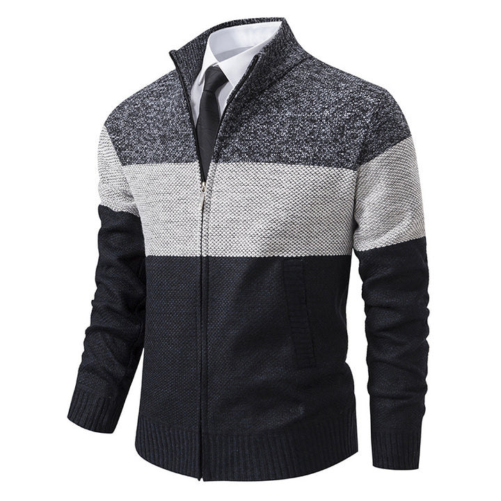 Herren modische Strickjacke mit hohem Kragen und modernem Reißverschluss Echoarchiv