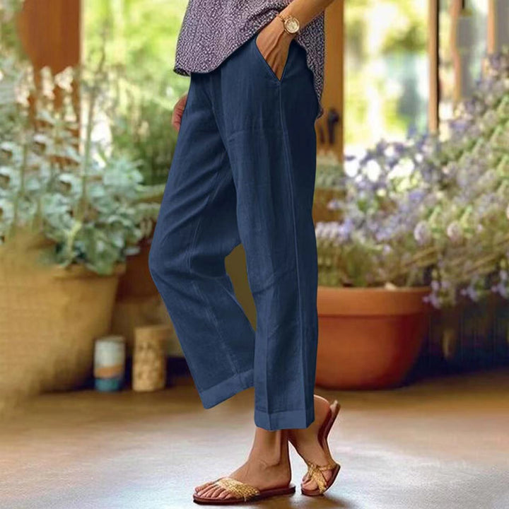 Damen nan lässige Cropped-Hose mit geradem Bein, dezenter Bügelfalte und seitlichen Eingrifftaschen Echo Archiv