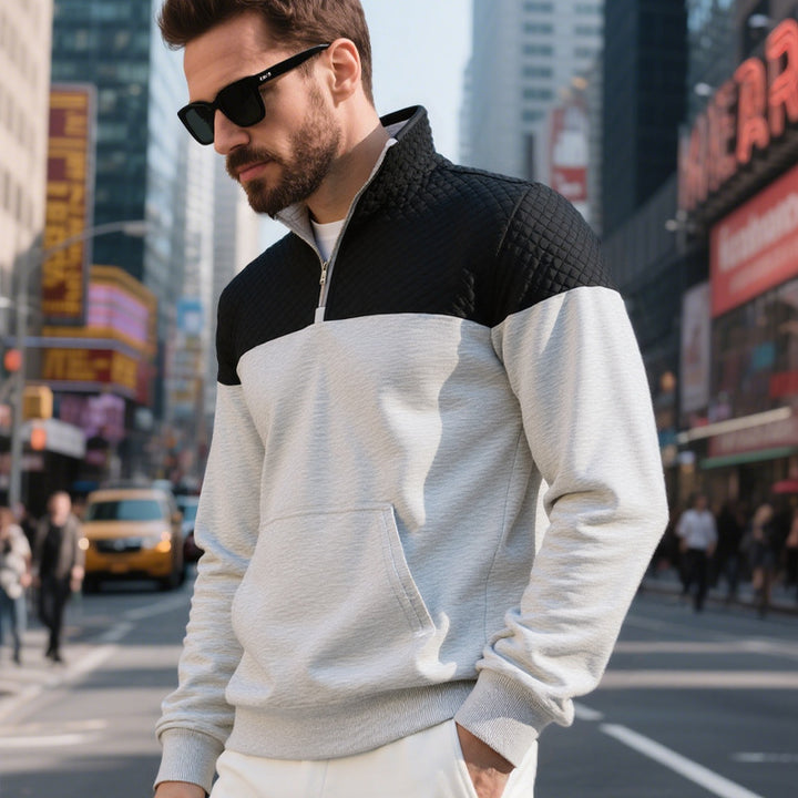 Herren modischer Sweatshirt mit hohem Kragen und zwei Taschen Echoarchiv
