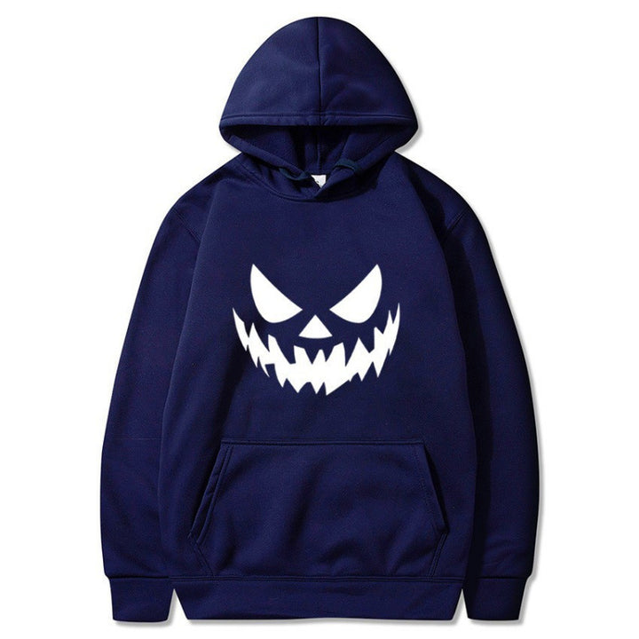 Unisex nan Kapuzenpullover mit gruseligem Kürbisgesicht-Print und Oversize Kängurutasche Echo Archiv