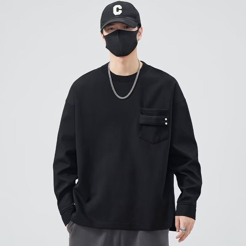 Herren lässiges Langarmshirt mit praktischer Brusttasche Echoarchiv