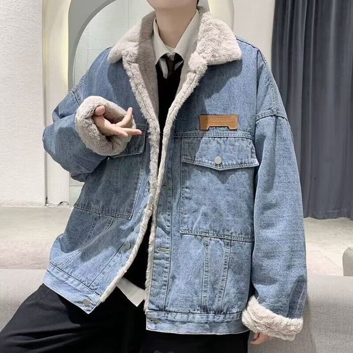 Damen Lässige Denimjacke mit Fleece-Innenfutter Echoarchiv