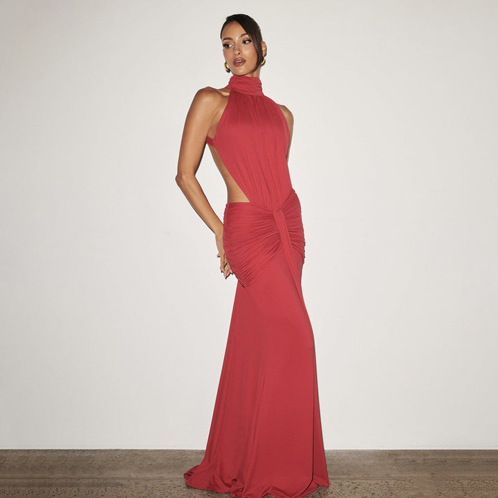 Damen Figurumspielendes Abendkleid mit hochgeschlossenem Design und raffinierten Drapierungen Echo Archiv
